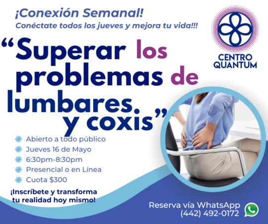 16 Mayo – “Supera los problemas lumbares y de coxis”