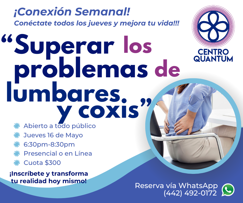 16 Mayo – “Supera los problemas lumbares y de coxis”