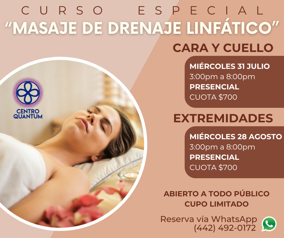 31 Julio – Curso de Masaje de Drenaje Linfático (Cara y Cuello)