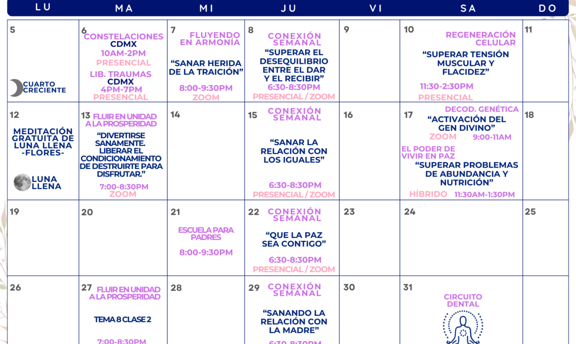 Mayo – Calendario de actividades