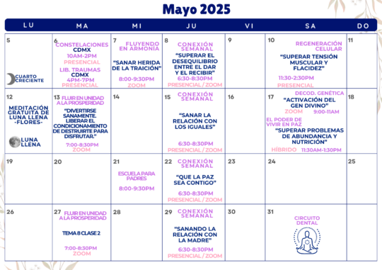 Mayo – Calendario de actividades