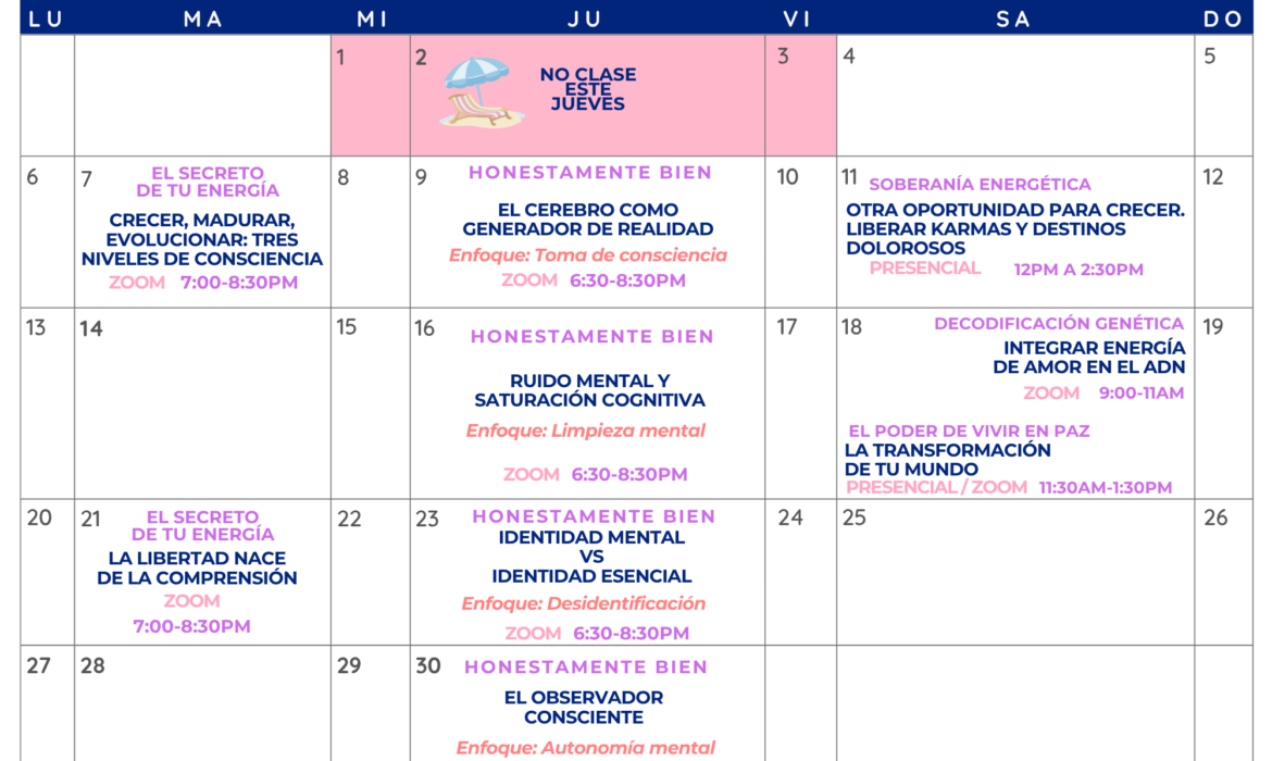 Abril – Calendario de actividades –